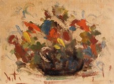 DANTI ALVARO VASO DI FIORI  DIPINTO OLIO SU TAVOLETTA 40X30