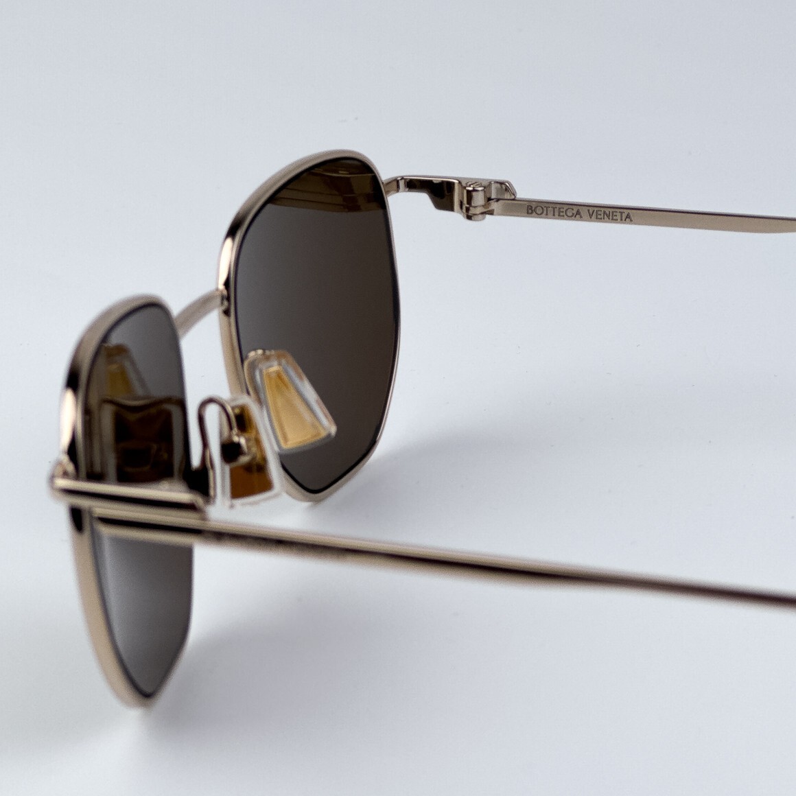 Bottega Veneta Men Sunglasses Gold Brown Split Panthos