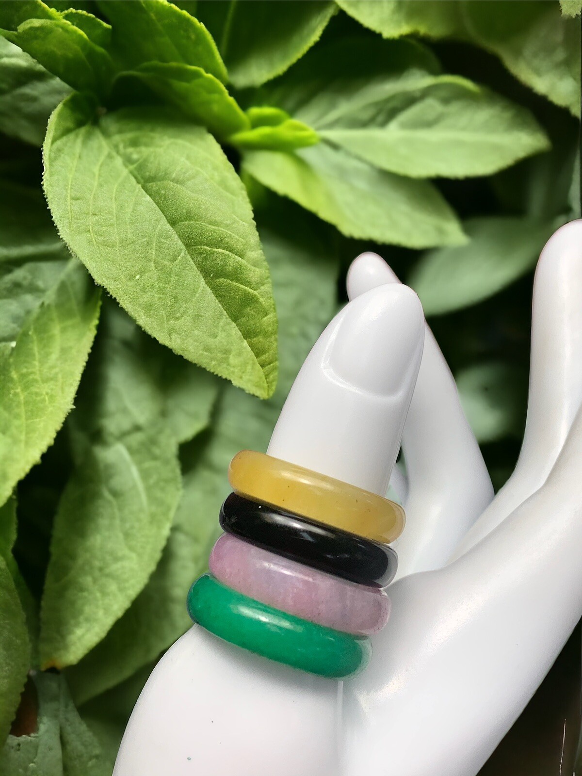 Vintage 4 Pieces Solid Assorted Stone  Stacking R… - image 1