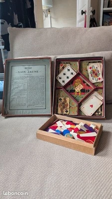 Ancien jeu Le Nain Jaune XIXe cartes anciennes jetons complet vintage - Photo 1/4