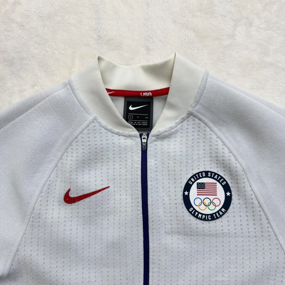 Nike EE. UU. Equipo Olímpico Chaqueta Para Hombres Pequeña Blanca Cremallera Completa Camiseta de Pista CK4826-100 Foto 2 de 4