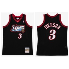 Allen Iverson Black Retro Throwback 1997 76ers Jersey Men’s Medium Stitched NWT