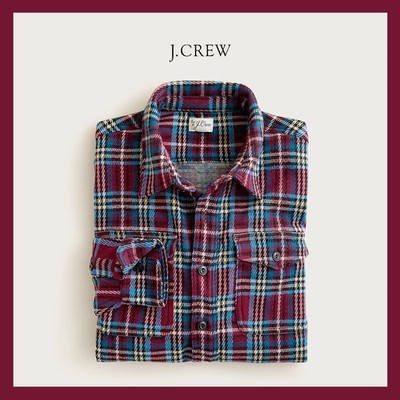 NWT - J. Crew Seaboard Soft-Knit Shirt in Plaid, Mike Crimson Blue