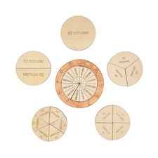 Wooden Time Fraction Learning Clock, Cognitive Education Puzzle Toy... Fast Ship