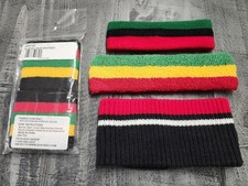 New Rasta Reggae Headband Sweatband Wristband Rastafari (Lot Of 4)
