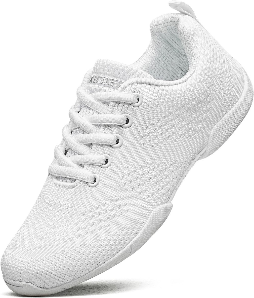 Girls White Cheerleading Shoes Lightweight Youth Cheer Competition