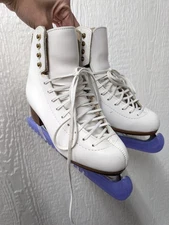 Jackson Ultima White Figure Skates With Mark IV Blade & Covers Women's Size 8B