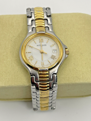 Wittnauer BE8190-9554 White Two-Tone Gold Plated Silver Date Women\'s Watch Wittnauer Be8190-9554 White Tone Gold Quartz 35.5mm Dress  main image 2