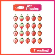 LiQunSweet 25 Pcs 5 Styles Printed Imitation Food Charms Fruit Assorted Red Stra