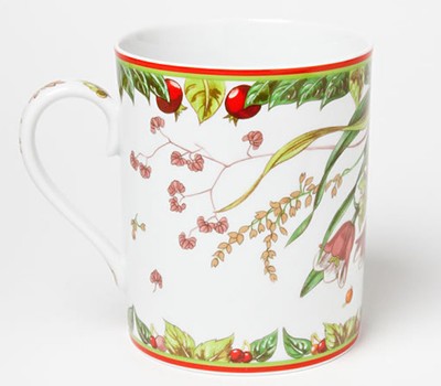 HERMES Pythagore Becher Tasse Geschirr Red Berry Botanical Tee Kaffee Cafe Auth Neu