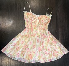 Windsor Mini Floral Pink Strapless Babydoll Dress Womens Size XS