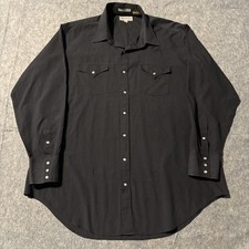Vintage Sheplers Pearl Snap Shirt Mens 18 36 Tall Black Long sleeves Western