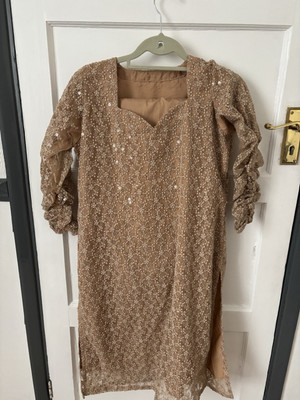 Beige Shalwar Kameez asiatisch pakistanisch indisch Kleid