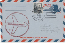 May 2 1967 11 cent John Kennedy Aerogramme 20 years across the North Atlantic