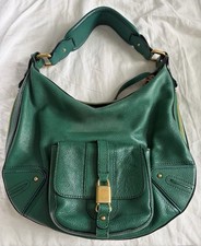 Marc Jacobs Green Pebbled Hobo Bag Zip Closur...
