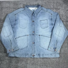 Azzure Outerwear Jacket Men’s 3XL Blue Denim Button Up Streetwear Y2K Vintage