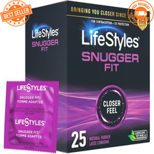 LifeStyles Snugger Fit Condoms 25 Count Value Pack Latex UltraGlide Lube DISCREE