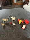 Vintage Fisher Price Little People Farm & Cow Horse Chicken Pig Tractor Harness