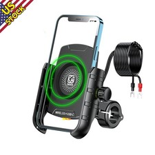 2 IN 1 360  Motorcycle Phone Mount Wireless  USB C Dual Fast Charger Mount A