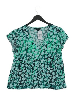 Whistles Damen Top UK 14 Multi Blumen 100% Viskose Kurzarm V-Ausschnitt Basic
