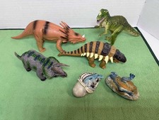Dinosaur Toy Figure Lot of 6 Styracosaurus T-Rex Ankylosaurus Hatchling