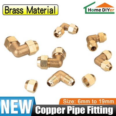 Compression 90° Elbow Brass Double Flaring Fitting For 6mm to 19mm Copper Pipe