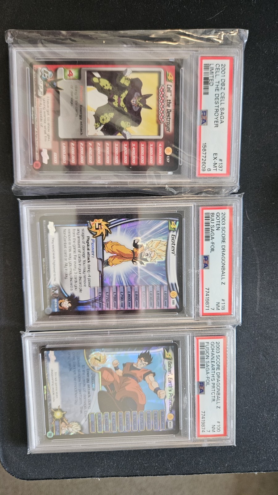 Score Dragon Ball Z CCG PSA Graded Foil 3-Card Lot Cell/Goten/Gohan Limited view 2