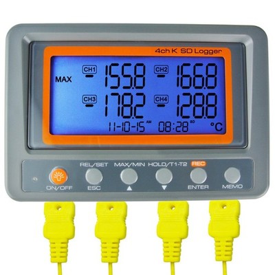 Digital 4 Channel Thermocouple Thermometer Temperature Recorder Data Logger A...