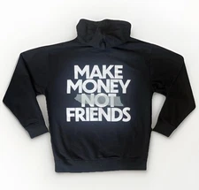 LGND Supply Co. “Make Money Not Friends” Pullover Hoodie Men’s Large Black RARE