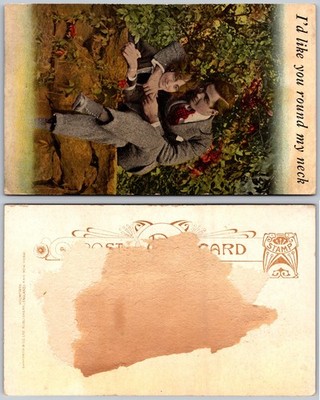 Id Like You Round My Neck Embrace Couple Outdoors Postcard