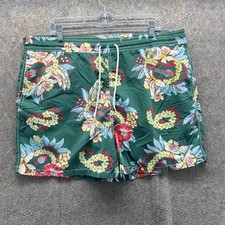 Polo by Ralph Lauren Swim Shorts Men XL Green Floral Drawstring Vintage Board