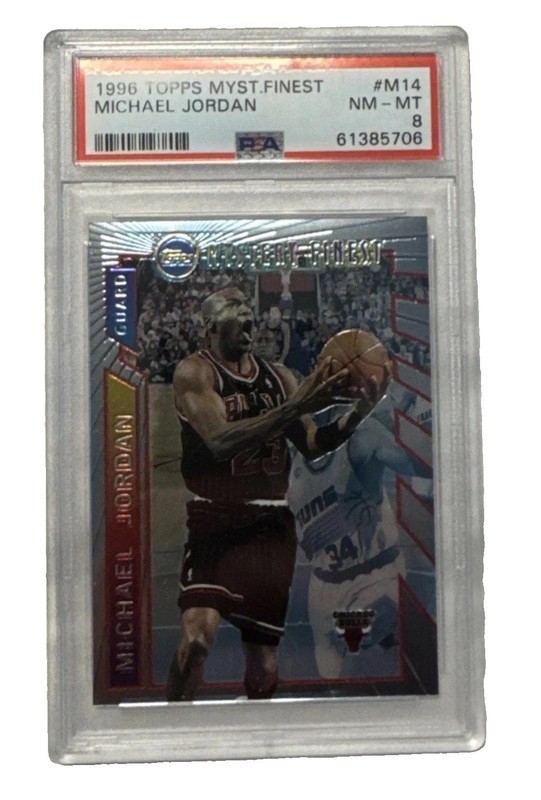 1996 TOPPS MYSTERY FINEST BORDERLESS #M14 MICHAEL JORDAN PSA 8