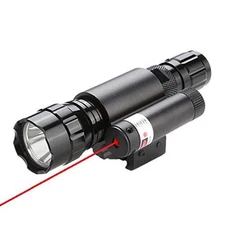 Tactical Flashlight and Red Laser Dot Sight Scope Combo with White,Red 