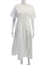 J Crew Womens A-Line Maxi Dress White Cotton Short Sleeve Bohemian Size S