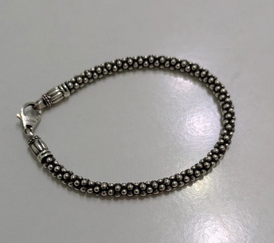 Pulsera LAGOS 925 Plata de Ley Firma Cuerda Caviar 7mm Tamaño Mediano (7) Foto 3 de 4