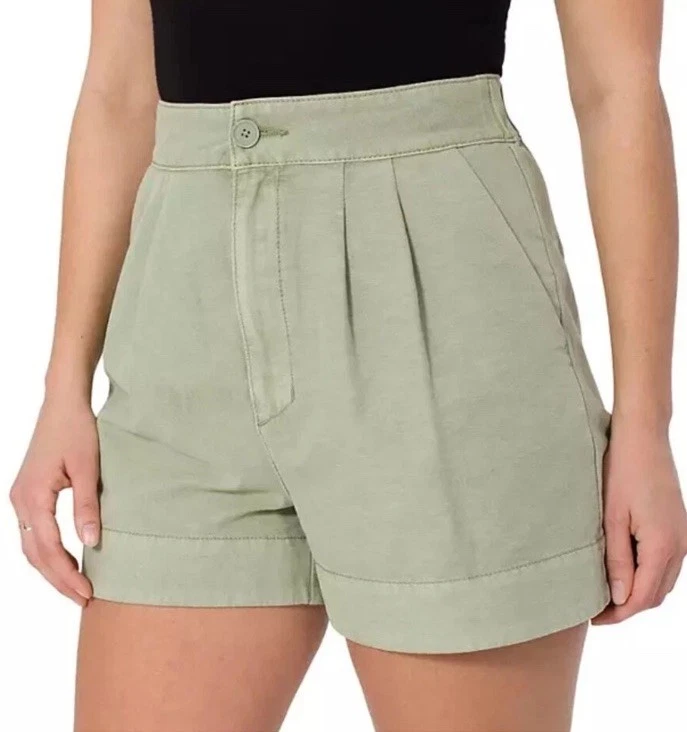 Joie Women's Pleated Shorts Linen Faded Cactus Green Size Small Utility W29-30