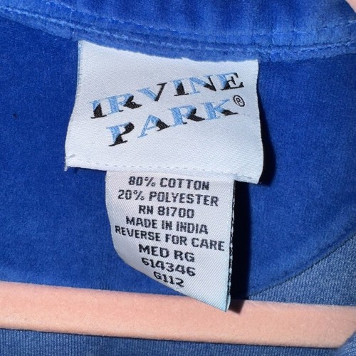 Polo uomo vintage Irvine Park blu media velluto 1/4 bottoni tasca con colletto LS - Foto 2 di 4
