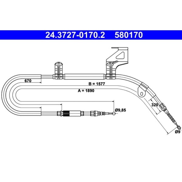 Seilzug Feststellbremse ATE 24.3727-0170.2 FüR VW Passat B5 Variant-image
