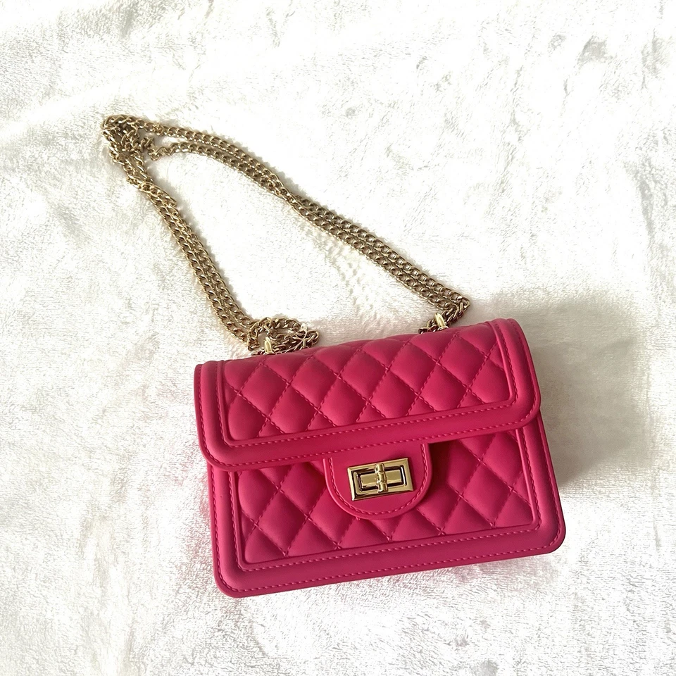 Moda Rosa Mate Look Acolchado Bolso de Hombro Bolso de Mano Fucsia Iphone Fit Foto 3 de 4