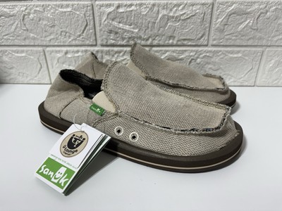 Sanuk SMF1010 Hemp Slip-On Loafer Shoes Natural Beige Men's 6