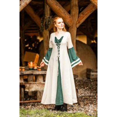 Mittelalter Kleid Natur/Grün  Dorothea ; Wikinger Kleid; Kostüm Mittelalter