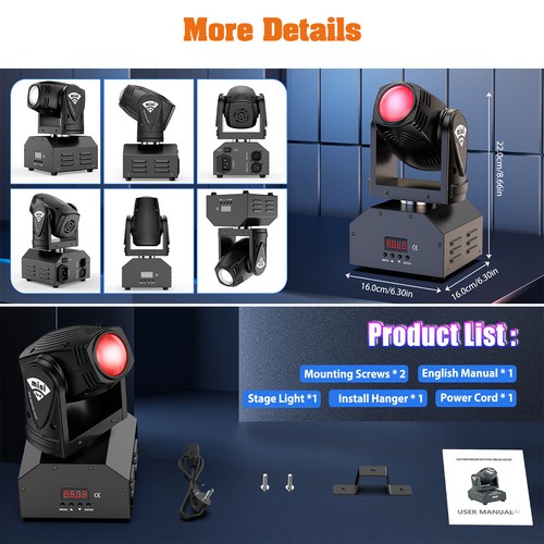 U`King 6X 100W LED Mini Moving Head Stage Light DMX Beam Spot Light for DJ Disco - Picture 11 of 16