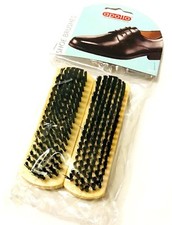 2 x Wood Handle SHOE BRUSHES Boot Polishing Waxing Cleaning Brush APOLLO