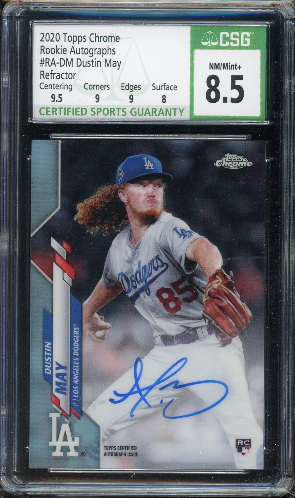 2020 Topps Chrome Refractor #RA-DM Dustin May Auto /499 Dodgers