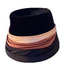 Vintage Royal Deluxe Hat Black Velvet Clothe Brown Cream Satin Ribbon Union Made