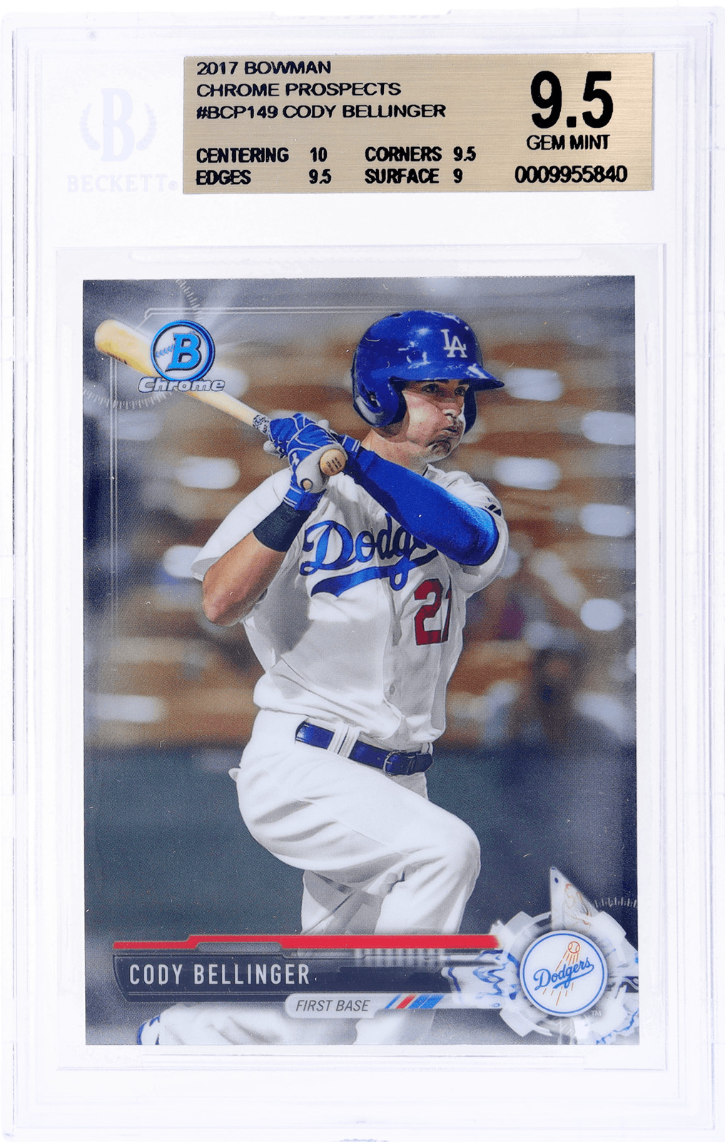 2017 Bowman Cody Bellinger Chrome Prospect #BCP149 BGS 9.5 Rookie RC