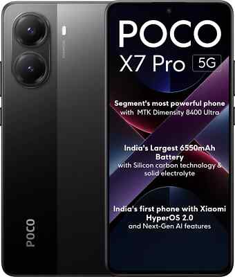 POCO X7 Pro 5G (Black, 256GB 12 GB RAM) 6.67'' Dimensity D8400Global Version.