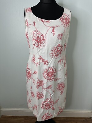 Precis Petite beautiful Cream Coral Pink Floral Shift Fully Lined Dress UK  14 UK