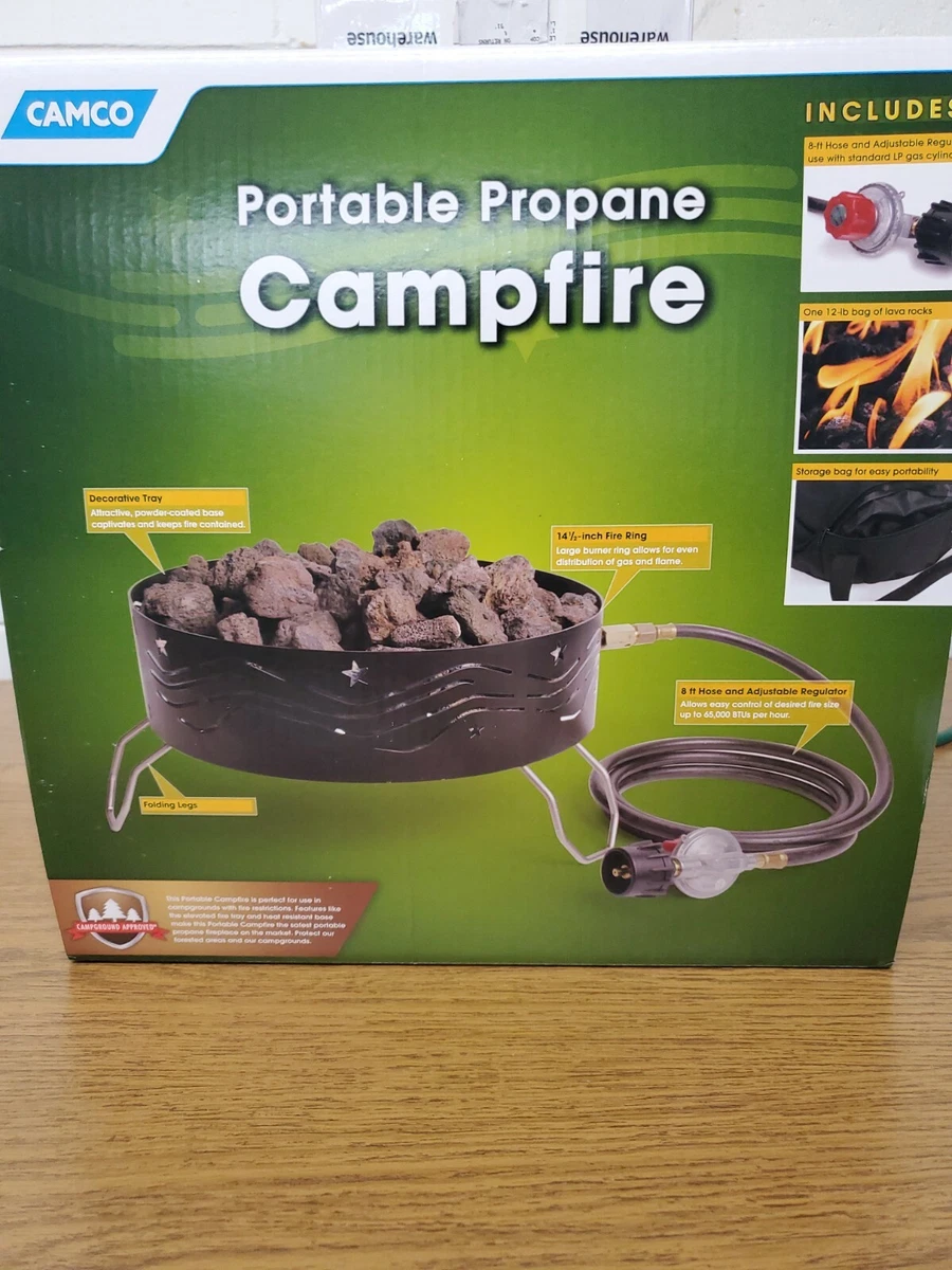 C2 Camco Portable Campfire Outdoor Propane Heater Fire Pit with Lava Rocks  | eBay