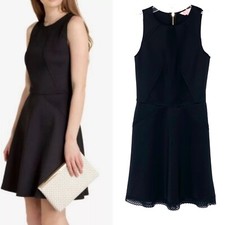 TED BAKER Black Mitton Neoprene Scuba Stretch Knit Lace Trim Dress 0 = 2 US = XS